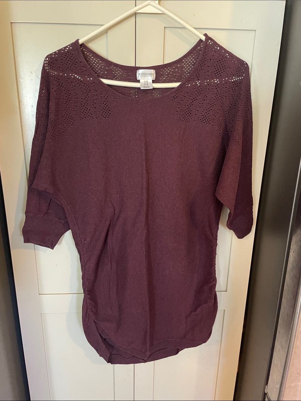 Maternity Motherhood Plum Open-Knit Dolman Sweater